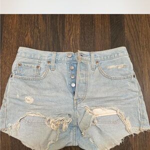Levi's Light Blue Distressed Jean Shorts